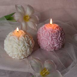 Rose Sphere Candle - Handmade Soy Wax Flower Floral Home Decor Valentine's Day Gift Mother's - thumbnail 2