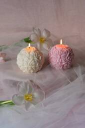 Rose Sphere Candle - Handmade Soy Wax Flower Floral Home Decor Valentine's Day Gift Mother's - thumbnail 1