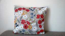 Pillow Cover Linen Natural Red Poppy Summer Meadow Flowers Herbs Botanical Decorative Pillow For Throw Pillows Floor Cushions Accent Pillows - thumbnail 1