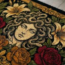 Gothic Medusa Floral Doormat - Mythology Entrance Mat Natural Coir Home Decor - thumbnail 3