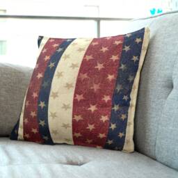 Red, Cream, Blue, Gold Stars & Sparkle Abstract Design Style Cushion Cover Throw Pillow. 18 - thumbnail 1