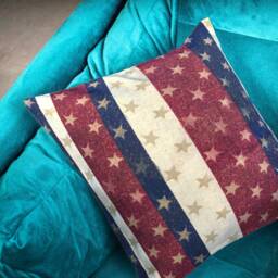 Red, Cream, Blue, Gold Stars & Sparkle Abstract Design Style Cushion Cover Throw Pillow. 18 - thumbnail 2
