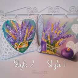 Handpainted Lavender Pillow Cover Purple Floral Decor - thumbnail 2