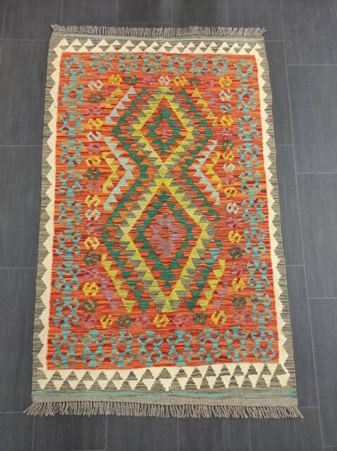 Aztecis Classic Kilim, Handwoven Artisan Afghan Turkish Aztec Sheep Wool Kilim Rug 150x94 cm - image 1