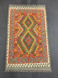 Aztecis Classic Kilim, Handwoven Artisan Afghan Turkish Aztec Sheep Wool Kilim Rug 150x94 cm - thumbnail 1