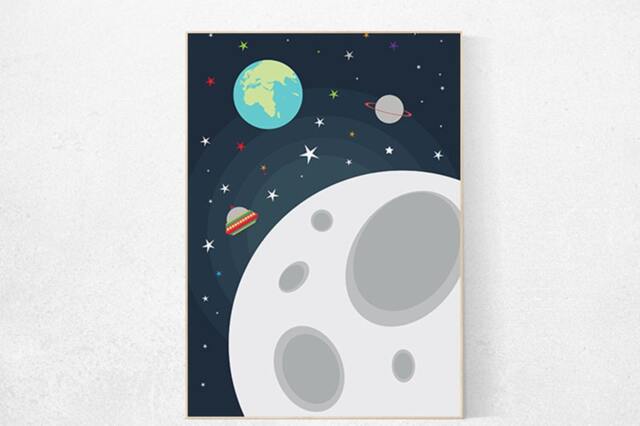 Space Nursery Print Moon, Planets, Stars Wall Art - image 1