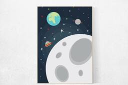 Space Nursery Print Moon, Planets, Stars Wall Art - thumbnail 1