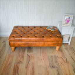 Handmade Faux Leather Chesterfield Footstool - Multifunctional Ottoman/Coffee Table/Footrest Easy Clean Surface - thumbnail 4