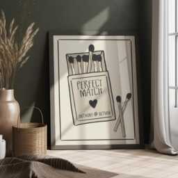 Personalised Matchbox Print - Bedroom Poster Wall Art Couples Anniversary Gift - thumbnail 2
