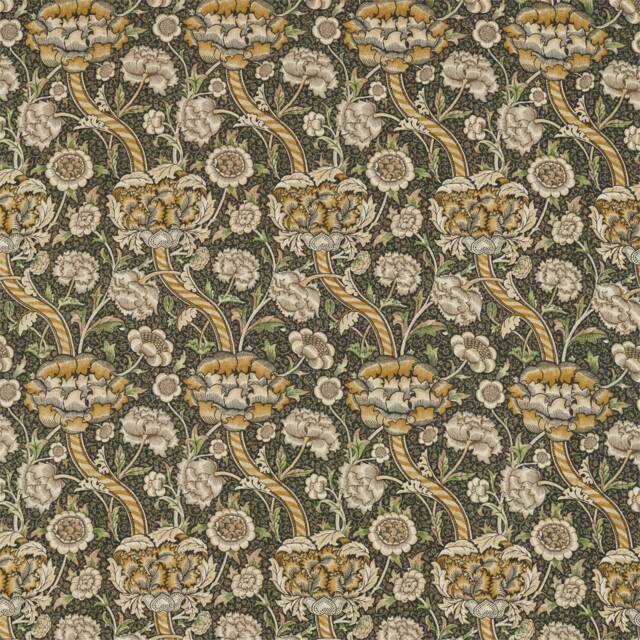Morris & Co Wandle Door Curtain Charcoal Mustard - image 1