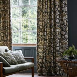 Morris & Co Wandle Door Curtain Charcoal Mustard - thumbnail 4