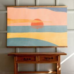 Modern Sunset Tapestry Abstract Kids Room Canvas Wall Hanging - 493 - thumbnail 2