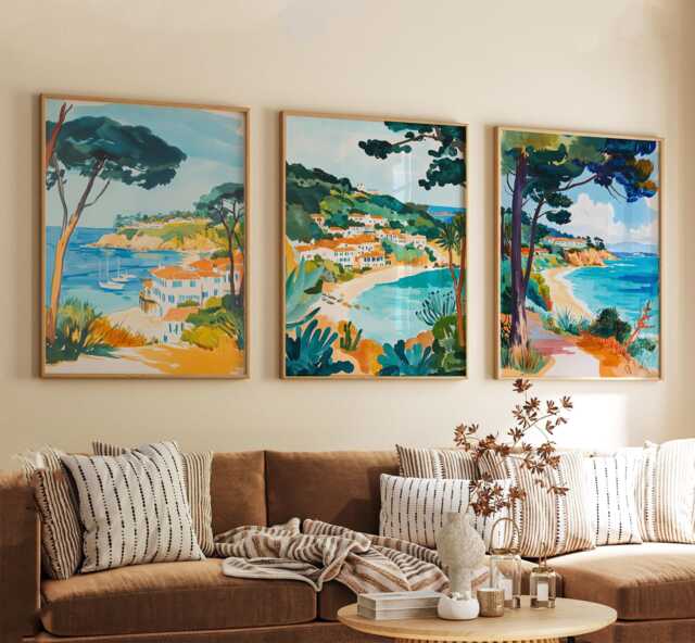 Carmel By The Sea California Poster Set Of 3 Travel Wall Art Usa Coastal Landscape Print, Vintage Minimalist Style - image 1