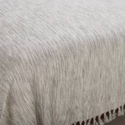 Turkish Bed Throw, Grey Single Bedspread, Boho Blanket, Sofa Bedcover With Tassel, 100% Cotton Handwoven Tassel Bedding - thumbnail 2