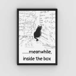 Funny Schrodinger's Cat Poster, Philosophy Print, Quirky Wall Art, A4 Poster Print - thumbnail 4