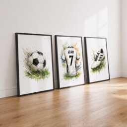 Custom Football Shirt Prints - Personalised Kids Bedroom Posters, Boys Soccer Wall Art Set - thumbnail 3