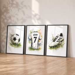 Custom Football Shirt Prints - Personalised Kids Bedroom Posters, Boys Soccer Wall Art Set - thumbnail 2
