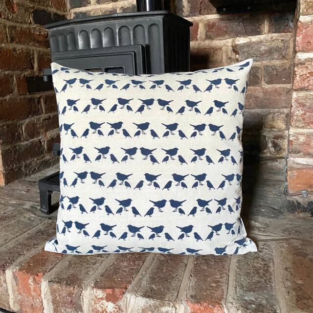 2. Handmade Shabby Chic Blue Birds Natural Linen Cotton Blend Cushion Cover.various Sizes