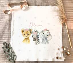 Personalized Safari Baby Blanket Cotton Nursery Decor