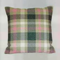 Jade Pink Grey Check Wool Country Balmoral Cushion Cover 16