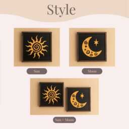 Sun Moon Wood Decor, Decorative Wall Art, Scandinavian Decor, Room Decoration, Minimalist Hanging Y54 - thumbnail 3