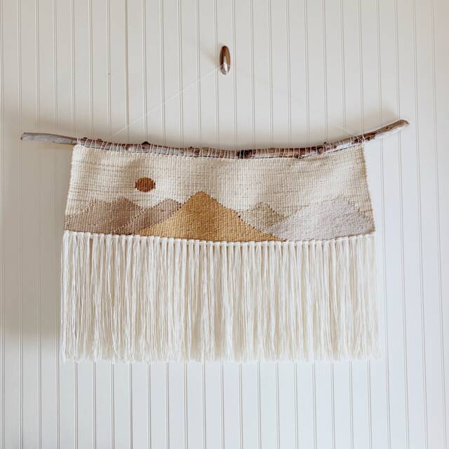 Large Mountain Woven Wall Hanging//Weaving//Frame Loom Weaving//Gifts For Her - image 1