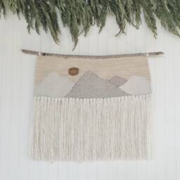 Large Mountain Woven Wall Hanging//Weaving//Frame Loom Weaving//Gifts For Her - thumbnail 4