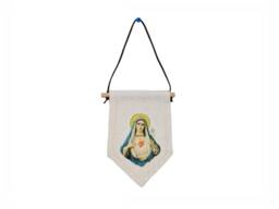 Immaculate Heart Of Mary Mini Banner - Catholic Wall Hanging First Communion Or Confirmation Gift Devotional Home Decor - thumbnail 1
