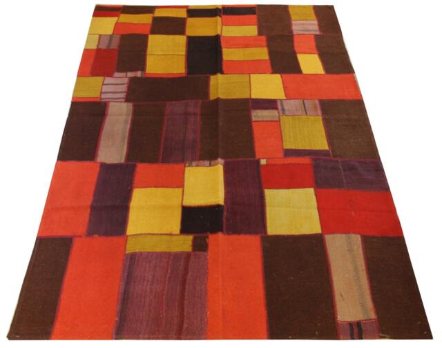 Colorful Patchwork Kilim Rug, Bohemian Home Decor - 7.5x5.3 Ft - image 1