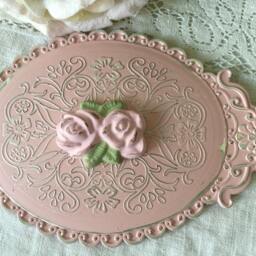 Victorian Style Hand Mirror Shabby Pink Rose Vanity Mirror - thumbnail 2