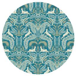 Teal Blue Velvet Lampshade With Woodland Print Lining - thumbnail 2