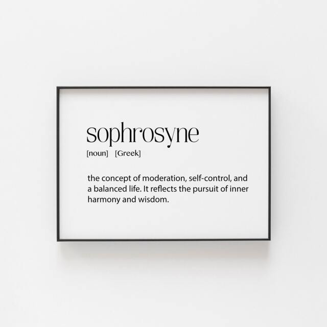 Sophrosyne Definition Greek Art Print From Greece, Modern Typography Poster Themed Wall Art, Unique Word Dictionary Prints For Homes - image 1