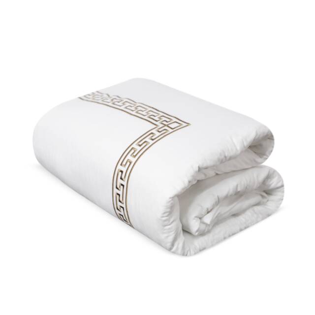 Embroidered Greek Key Duvet Cover, 400 Tc White Luxury 100% Cotton Bedding, Custom Made Duvet, Sham - image 1