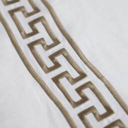 Embroidered Greek Key Duvet Cover, 400 Tc White Luxury 100% Cotton Bedding, Custom Made Duvet, Sham - thumbnail 3