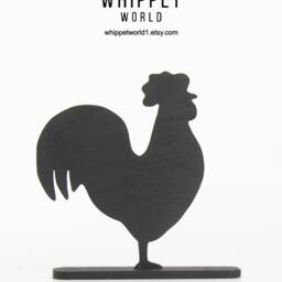 Chicken Ornaments Tv Toppers. Gift For Chicken Lover. Matte Black Acrylic. Cockerel Ornament - thumbnail 2