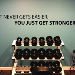 Fitness Wall Decal, Gym Sticker, Design Ideas, Physical Therapy Office Design, It Never Gets Easier, You Just Get Stronger 017 - thumbnail 3