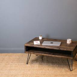 Rustic Coffee Table With Lift Up Top - Storage Space Industrial Style Handmade Reclaimed Wood - thumbnail 3