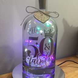 Personalised 50Th Birthday Light Up Bottle, Bottle Lamp With Gift Messaging Service & Bag - thumbnail 3