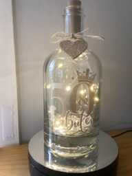 Personalised 50Th Birthday Light Up Bottle, Bottle Lamp With Gift Messaging Service & Bag - thumbnail 1
