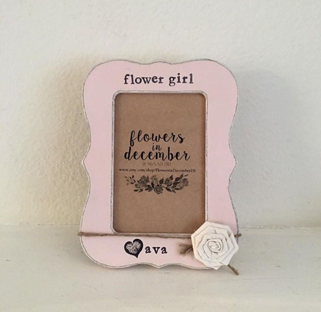 Flower Girl Picture Frame 4x6, Personalized Gift, Wavy Frame, Boho Wedding Pastel Frames - image 1