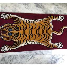 Tibetan Tiger Wool Rug Handknotted 70x140cm Nepal - Buddhist Meditation Gift Home Decor - thumbnail 2