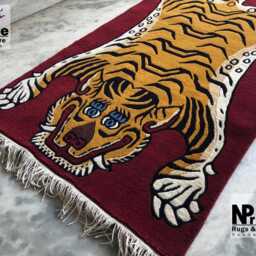 Tibetan Tiger Wool Rug Handknotted 70x140cm Nepal - Buddhist Meditation Gift Home Decor - thumbnail 3