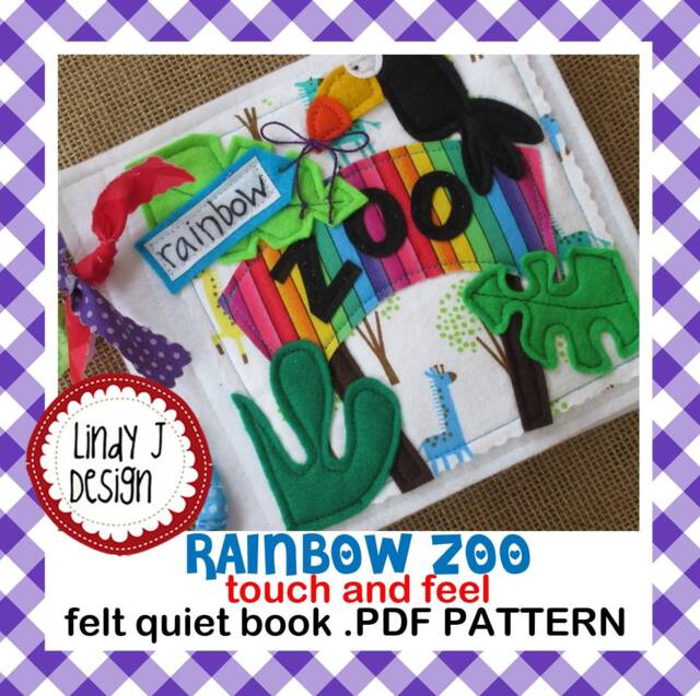Rainbow Zoo Touch & Feel Felt Quiet Book Activity PDF Pattern Baby Soft Toy Instructions - image 1