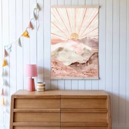 Watercolor Sunrise Tapestry Boho Kids Room Canvas Wall Art - 500