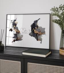 Britain & Colombia Map Black & Gold Travel Wall Art Print - United Kingdom UK - thumbnail 1