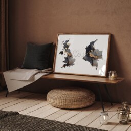Britain & Colombia Map Black & Gold Travel Wall Art Print - United Kingdom UK - thumbnail 2