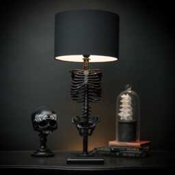 The Skeleton Table Lamp By Blackened Teeth - Ribcage Gothic Home Decor Lighting - thumbnail 3