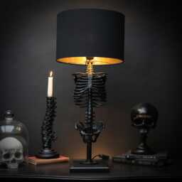 The Skeleton Table Lamp By Blackened Teeth - Ribcage Gothic Home Decor Lighting - thumbnail 2