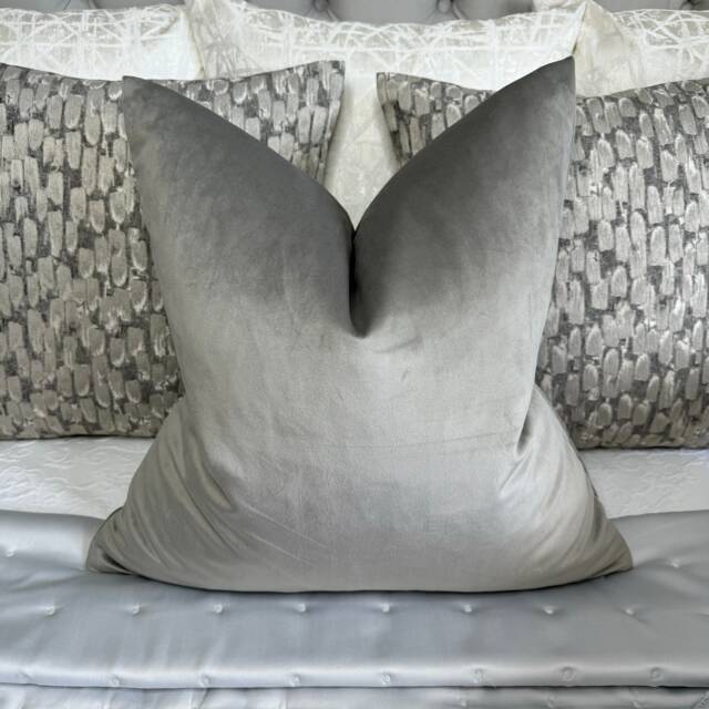 High Quality Cotton Polyester - Velvet, Plain Grey Cushion Cover, Soft Touch Pillow Cover Double Sided/Limited Stock Bed - image 1