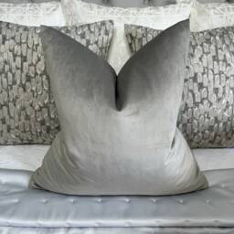 High Quality Cotton Polyester - Velvet, Plain Grey Cushion Cover, Soft Touch Pillow Cover Double Sided/Limited Stock Bed - thumbnail 1